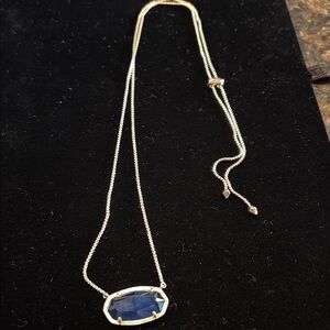 Kendra Scott Gold Tone Long Necklace with Blue Pendant